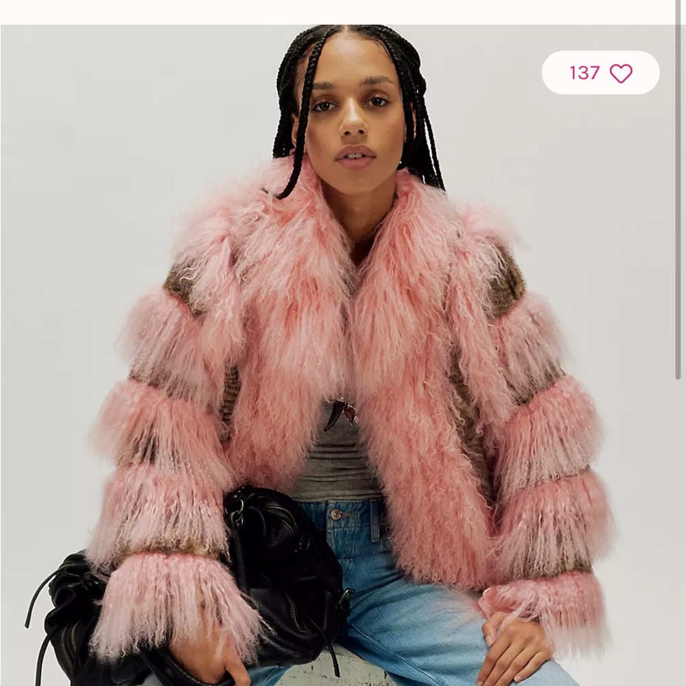 Women's Pink Faux Fur Teddy Jacket - Trendy Layering Coat